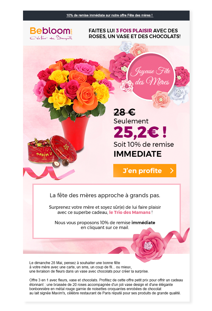 Email Bebloom fête des mères
