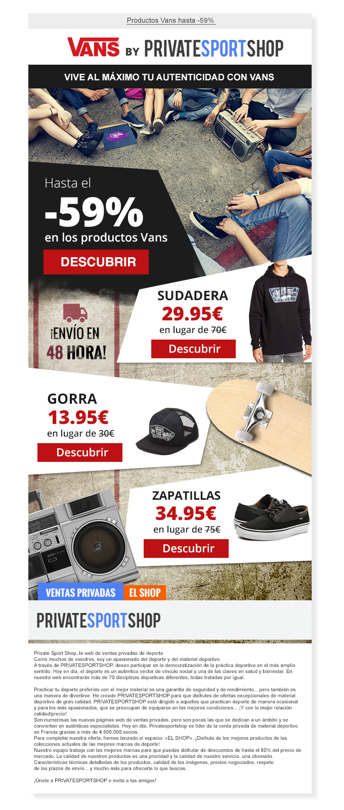 Email Private Sport Shop for Vans