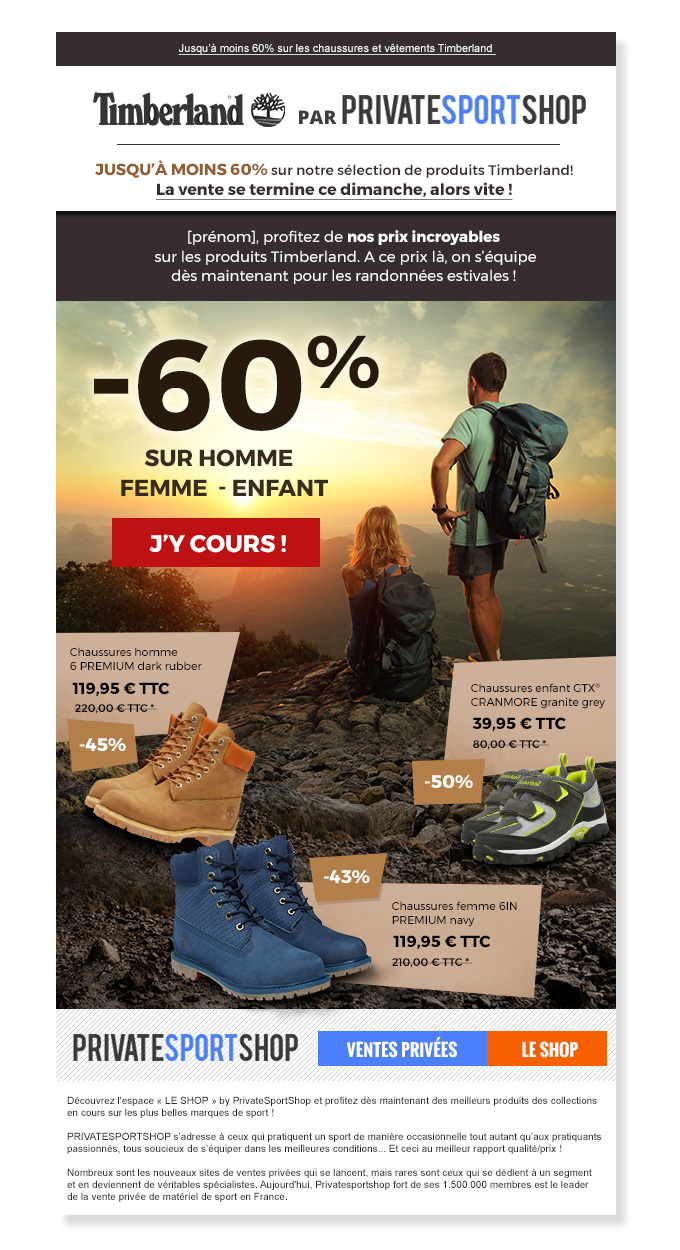Email Private Sport Shop for Timberland