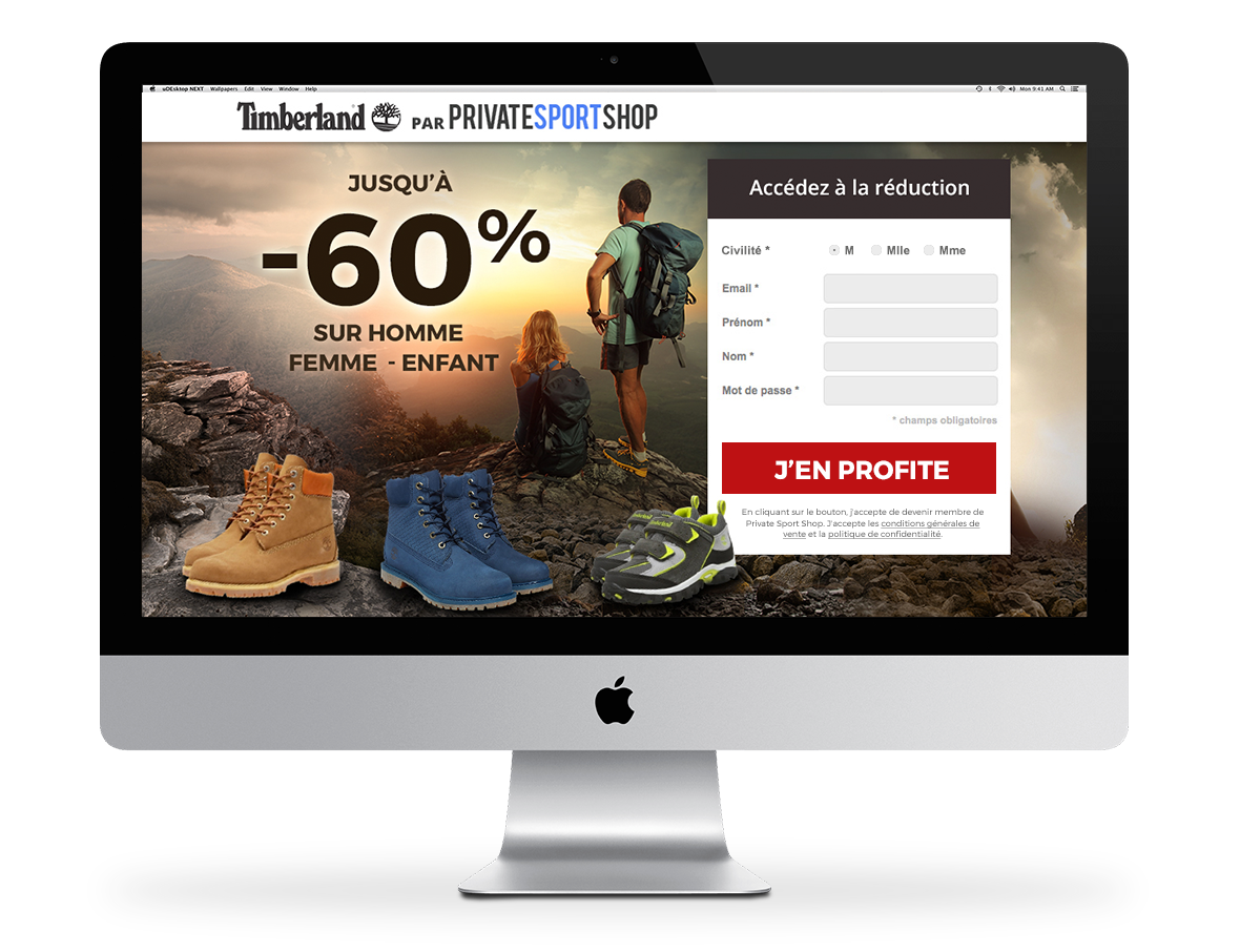 Landing Private Sport Shop for Timberland